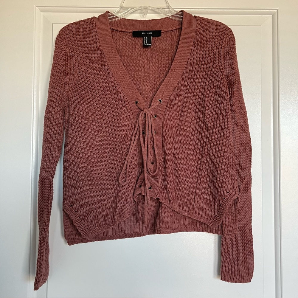 Forever 21 lace up cropped sweater